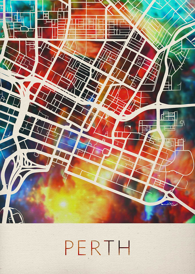 Perth Watercolor City Map