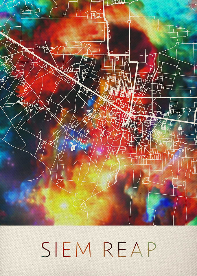 Siem Reap Watercolor Map