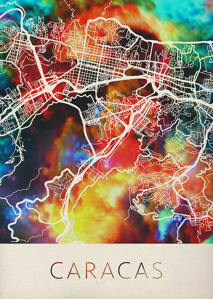 Caracas Watercolor Map