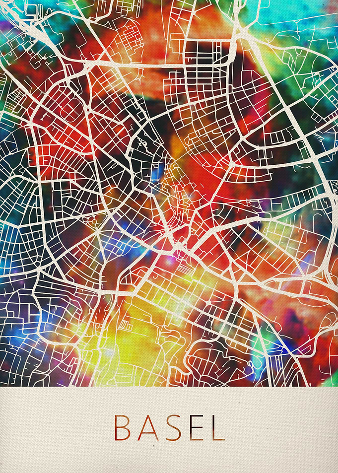 Basel Watercolor City Map