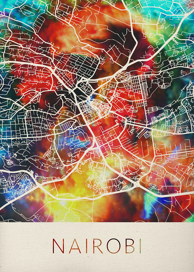 Nairobi Watercolor Map