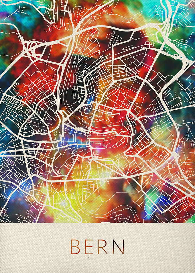 Bern Watercolor City Map