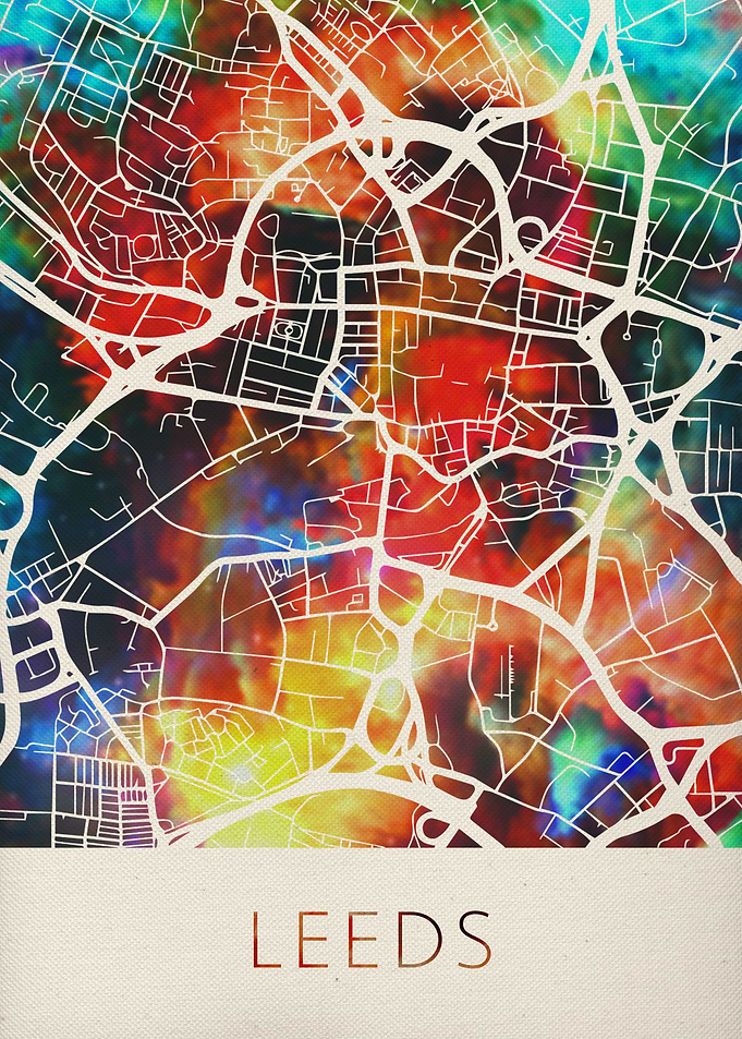 Leeds Watercolor City Map