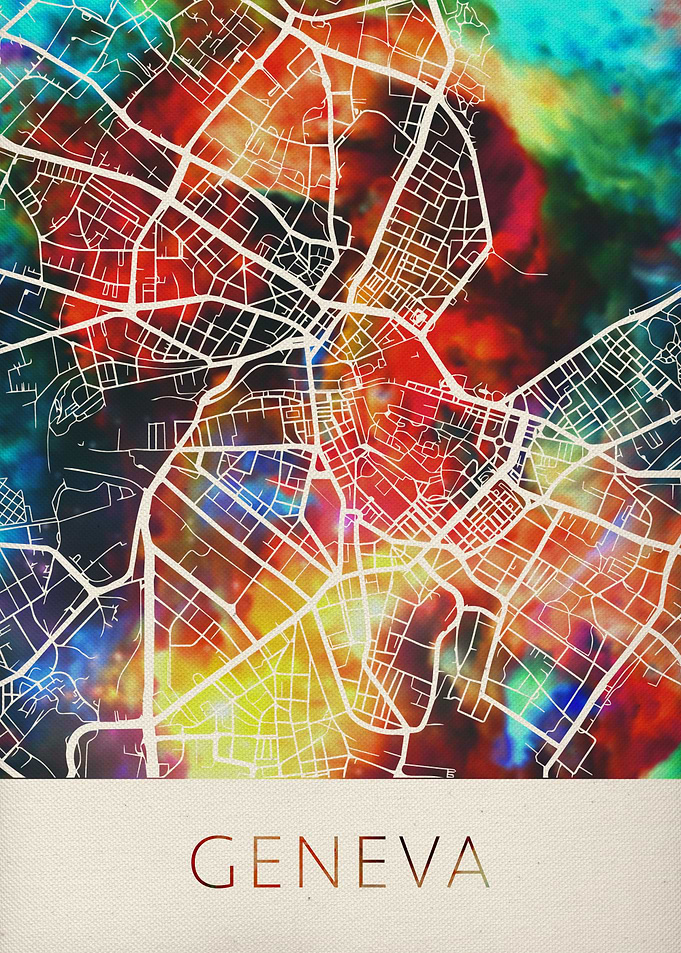 Geneva Watercolor City Map