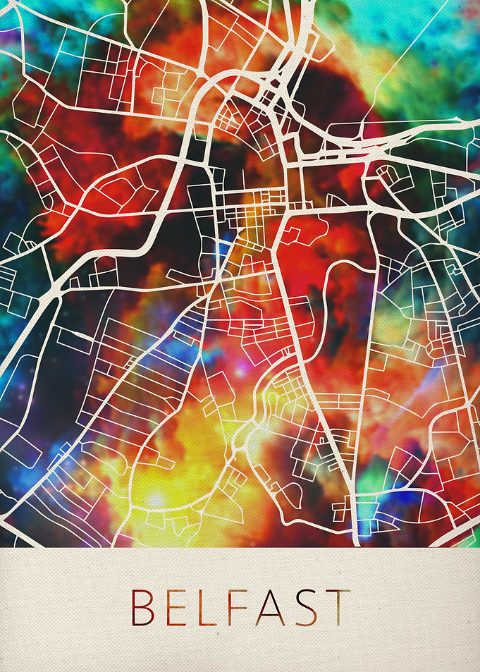 Belfast Watercolor Map