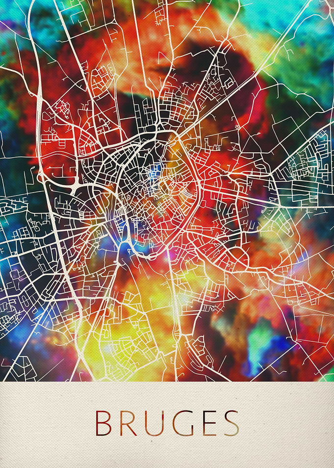 Bruges Watercolor City Map
