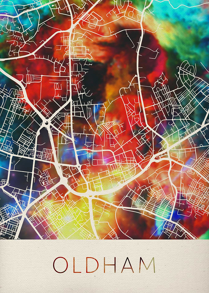 Oldham Watercolor City Map