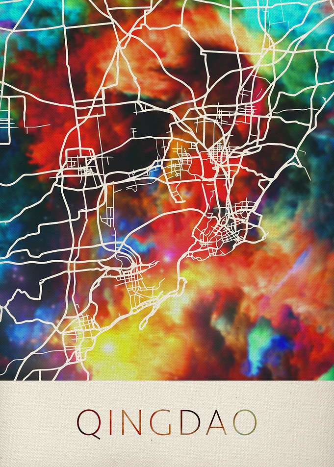 Qingdao Watercolor Map