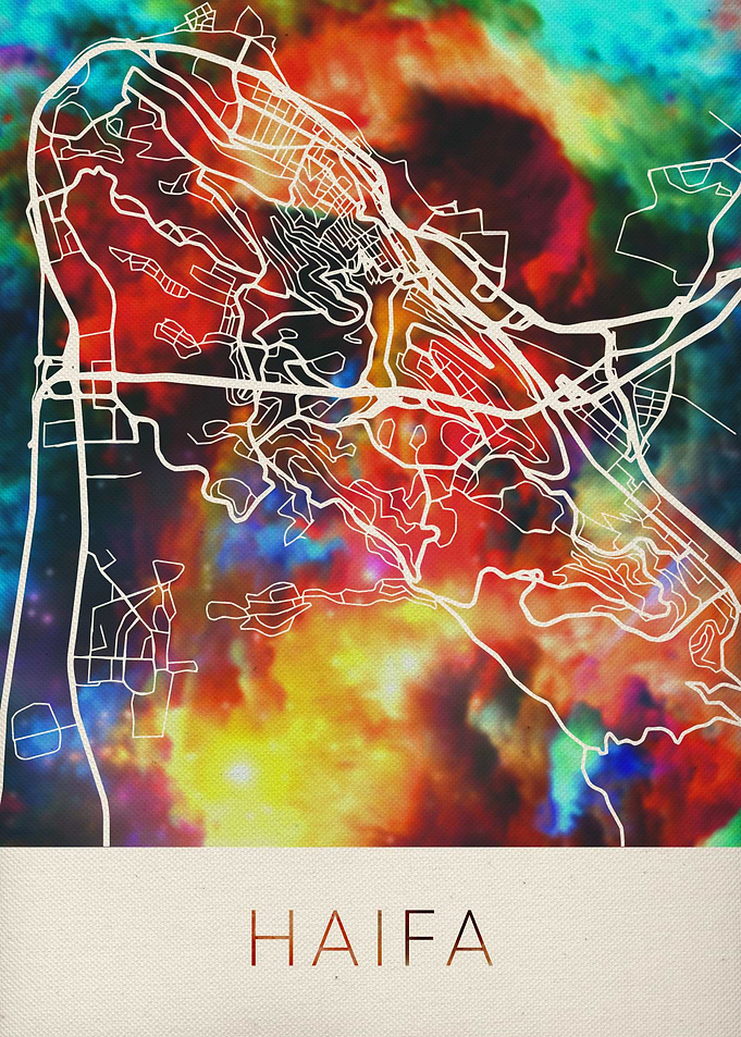 Haifa Watercolor City Map