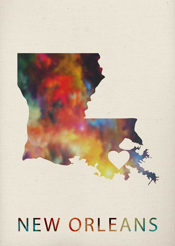 New Orleans Watercolor Map