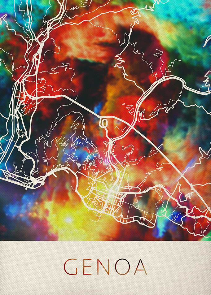 Genoa Watercolor City Map