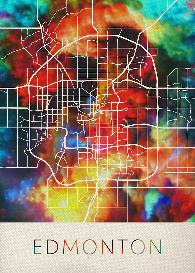 Edmonton Watercolor Map