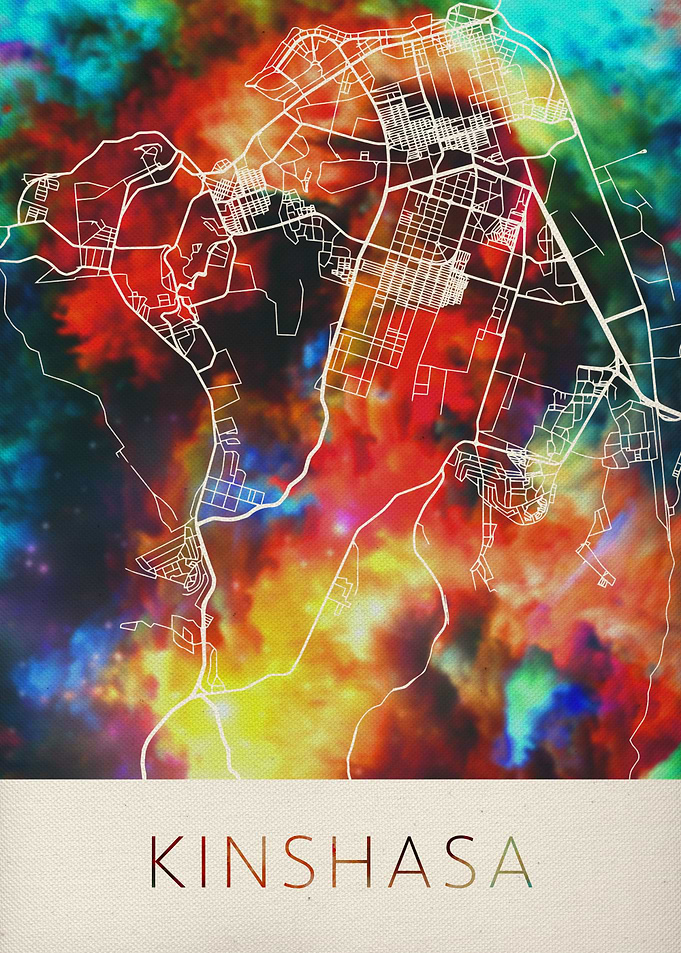 Kinshasa Watercolor Map