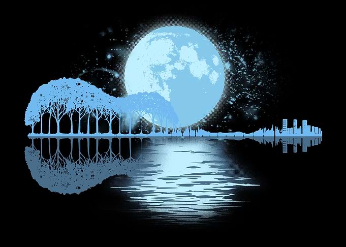 Guitar Skyline Moon