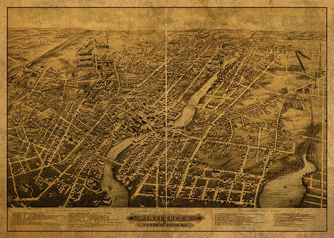 Pawtucket Vintage City Map