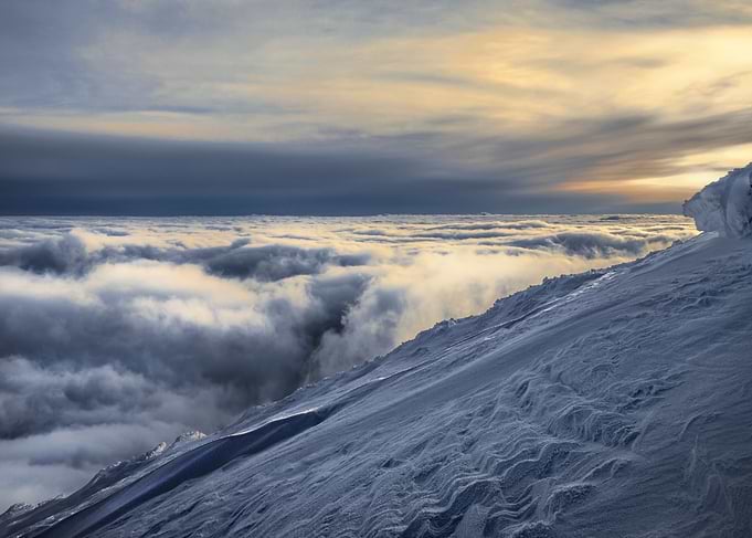 Evening over clouds