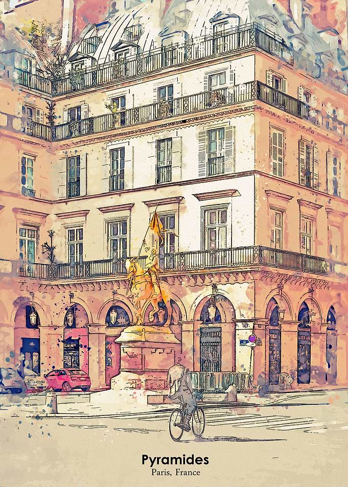 Paris France Water Color