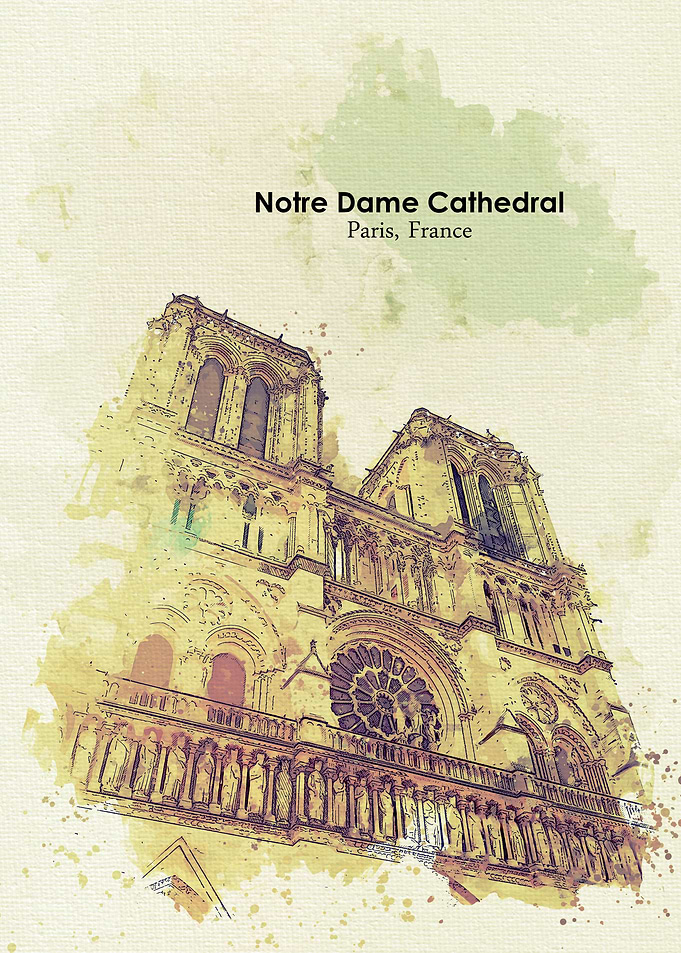 Paris France Water Color
