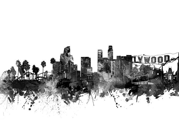 los angeles skyline black