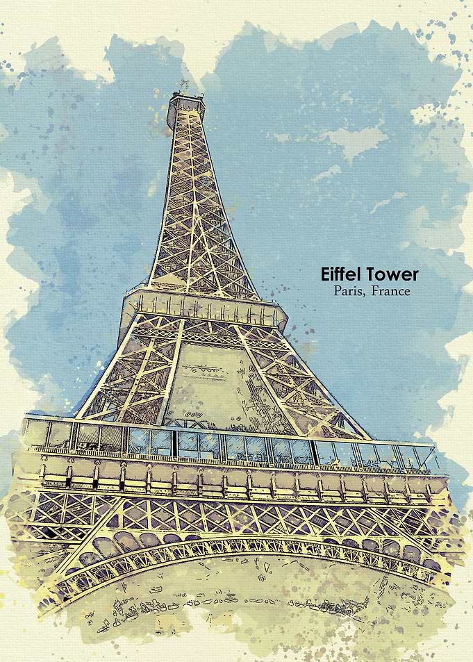 Paris France Water Color