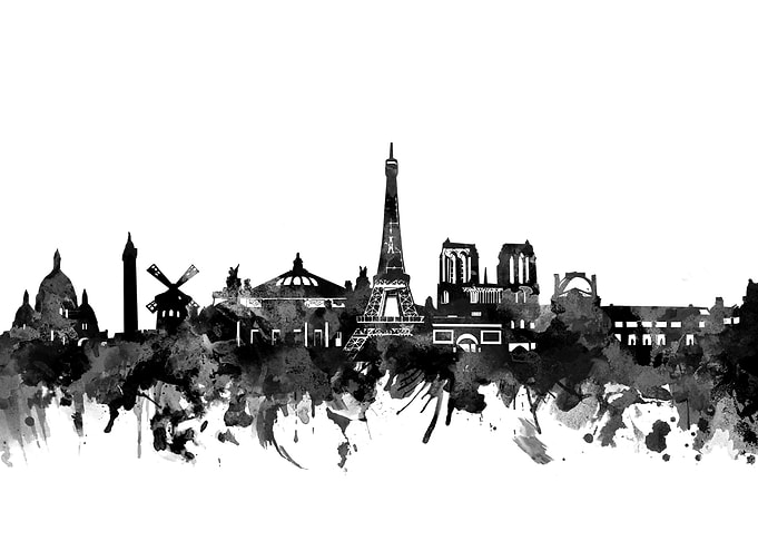 Paris skyline black