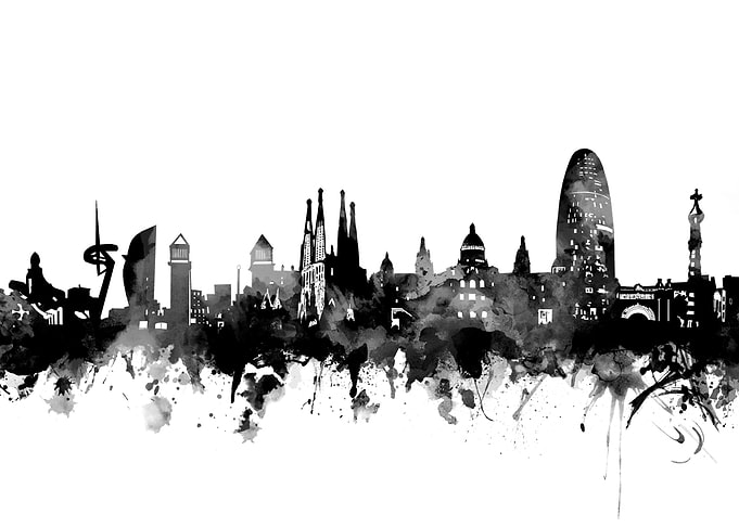 barcelona skyline black
