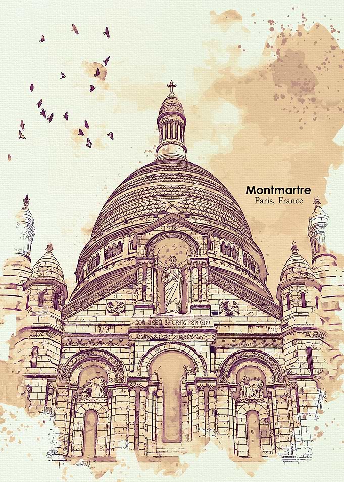 Paris France Water Color