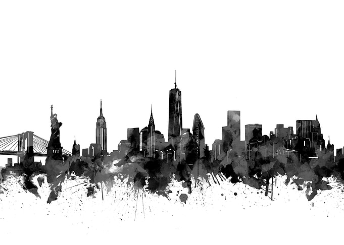 new york skyline black