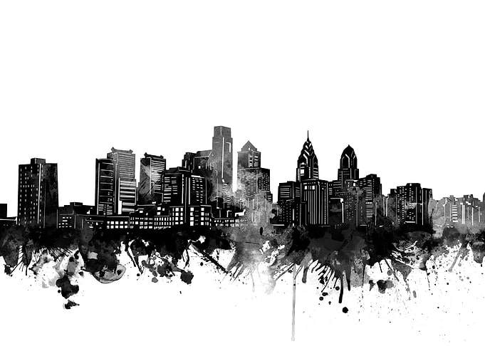 philadelphia skyline black