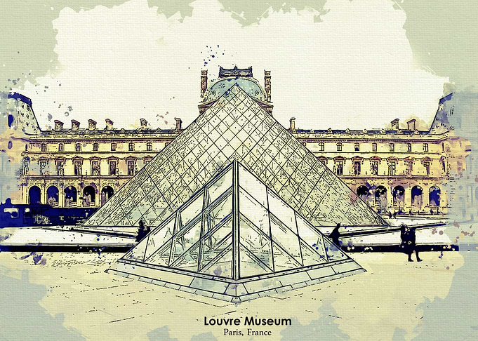 Paris France Water Color