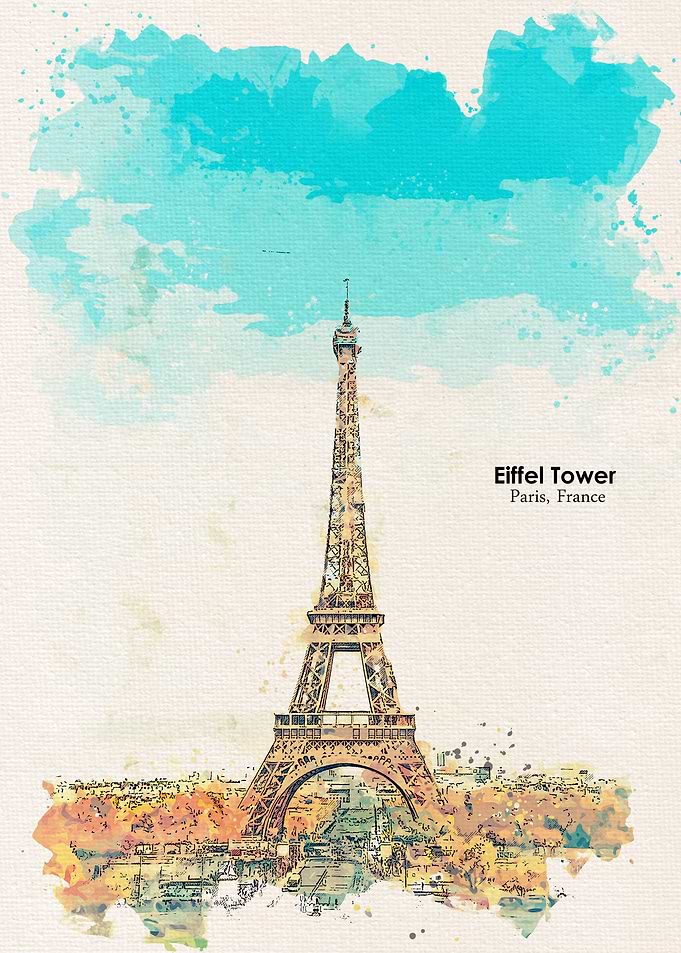 Paris France Water Color