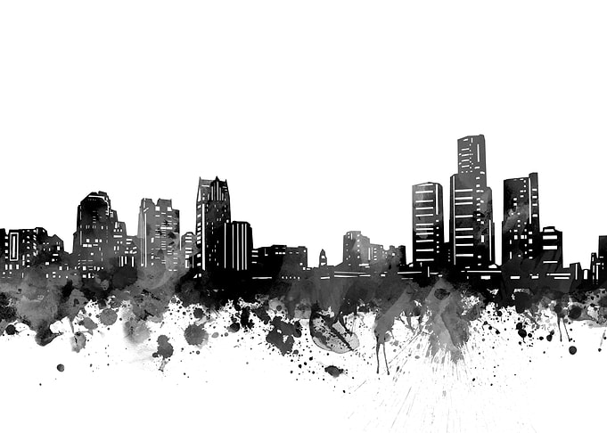 detroit skyline black