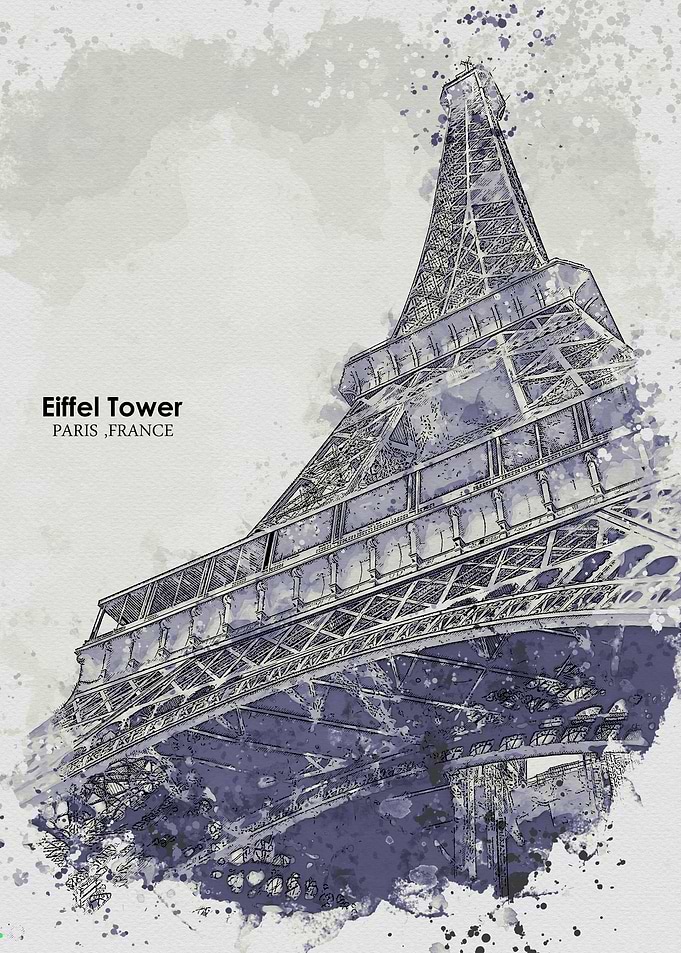 Paris France Water Color