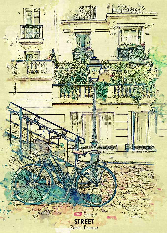 Paris France Water Color