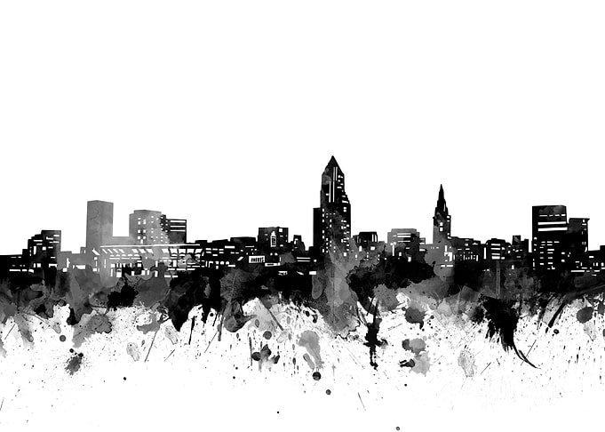 cleveland skyline black