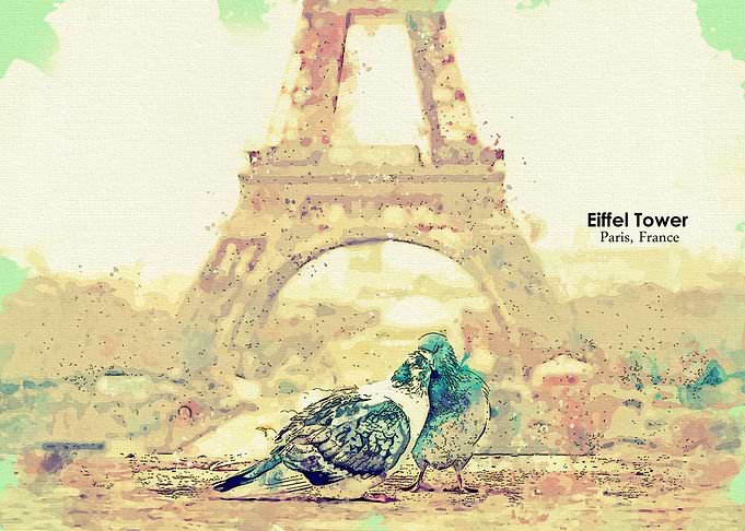 Paris France Water Color