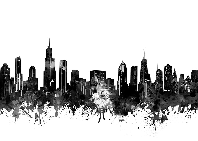 chicago skyline black