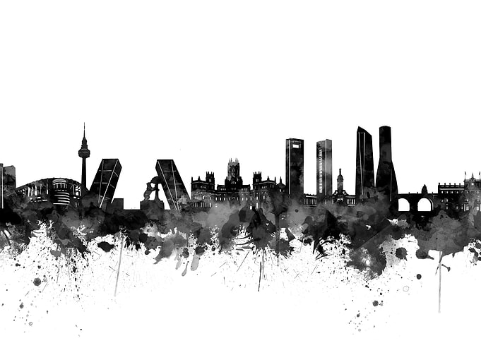 madrid skyline black
