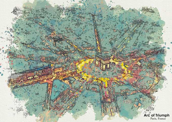Paris France Water Color
