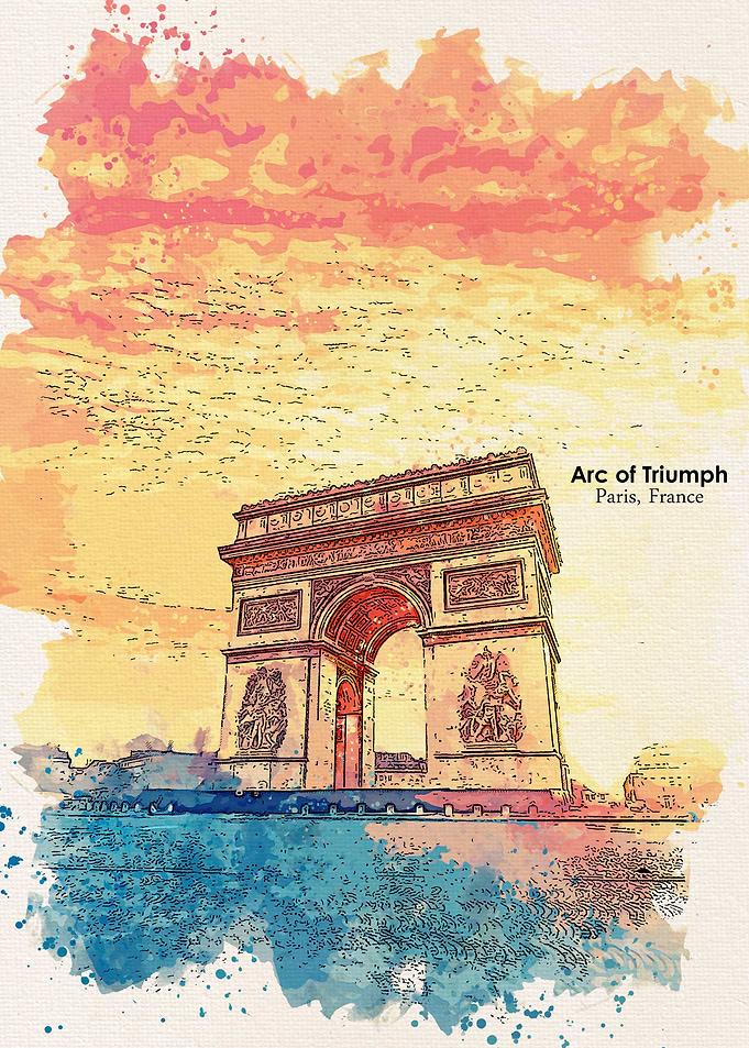Paris France Water Color