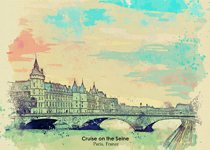 Paris France Water Color