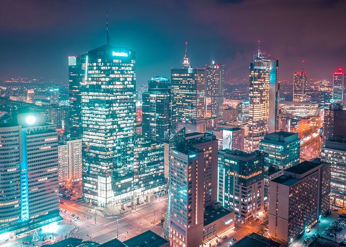 Warsaw by night