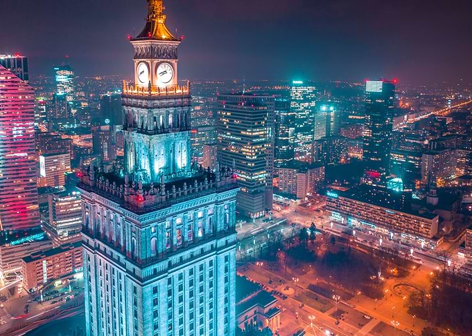 Warsaw by night