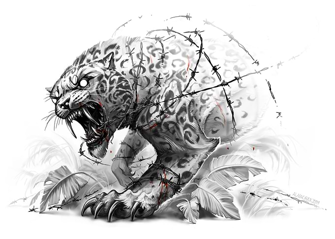 Furious leopard