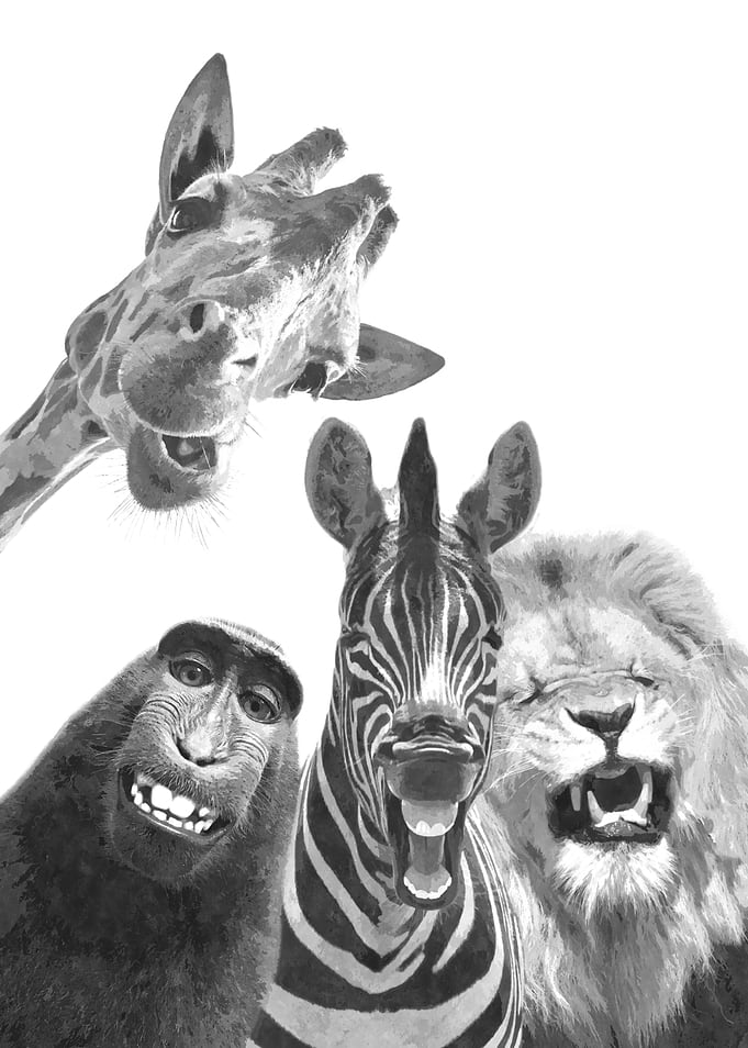 Jungle Animal Friends BW
