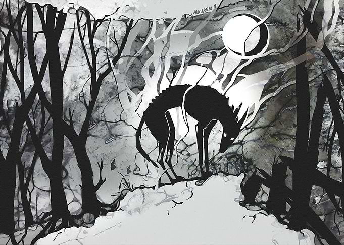 Cursed black dog spirit