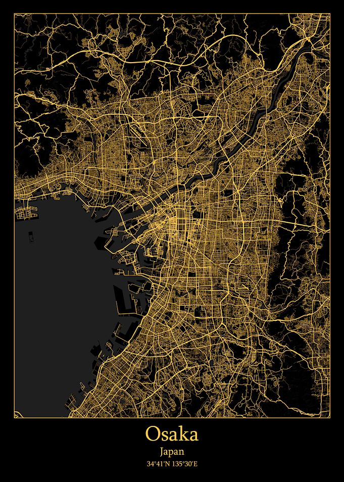 Osaka Japan map