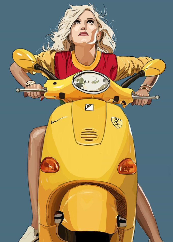 Gwen Stefani on a Vespa
