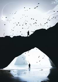 Alone on the island beach