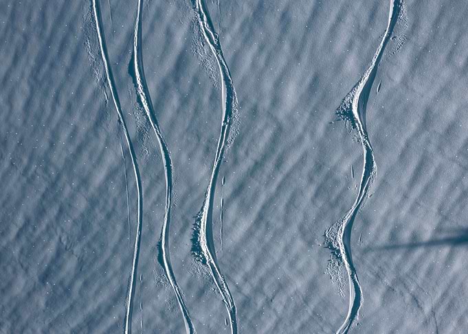 ski tracks in snow